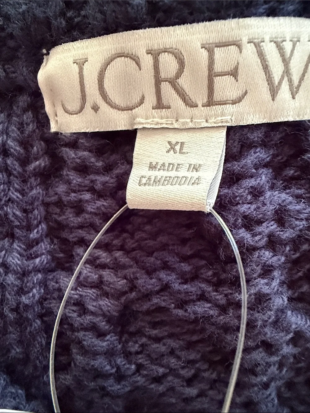 J. Crew Cable-Knit Cotton Sweater XL Navy NEW
